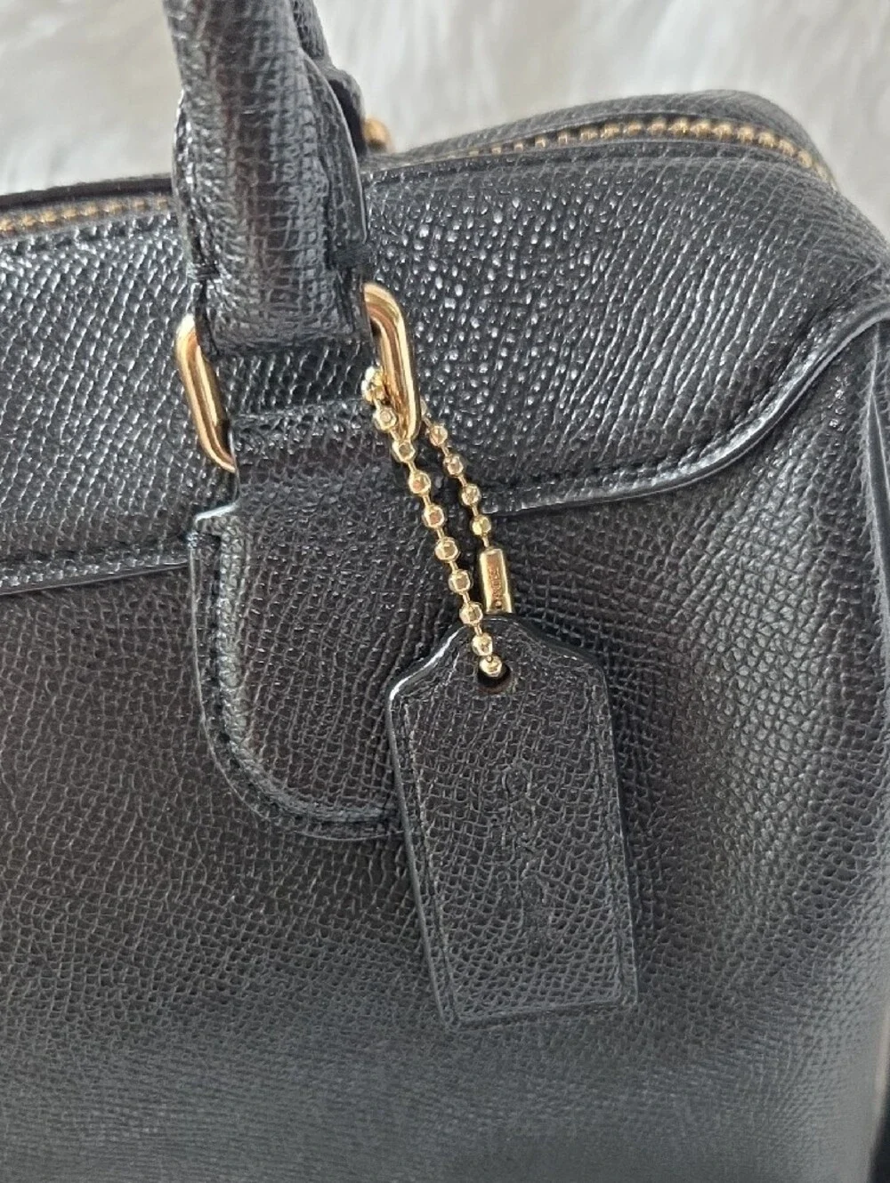 Coach Black Leather Mini Rowan with Gold-Tone Accents - Picture 2 of 9